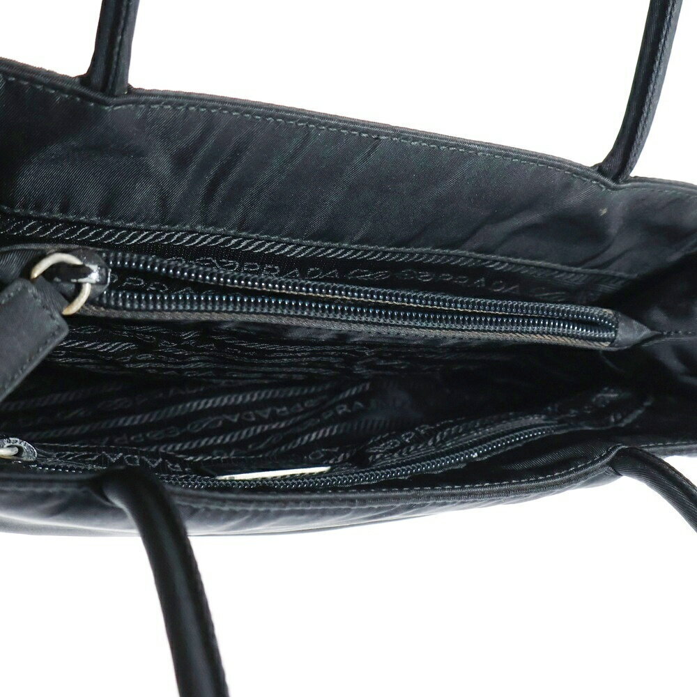 Prada Triangle Tessuto Logo Black Nylon Handbag - Picture 4 of 6